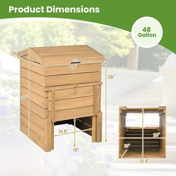 Gymax Solid Wood Compost Bin with Lockable Sliding Door Flip-top - Bed ...