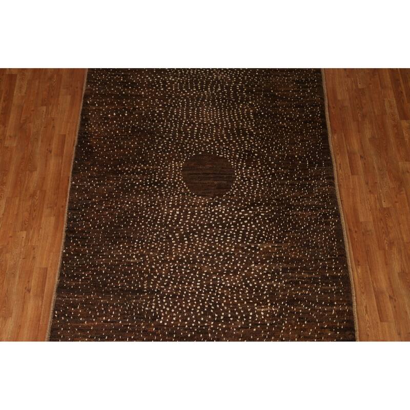 Brown Tribal Moroccan Oriental Area Rug Hand-knotted Wool Carpet - 5'11" x 9'0"