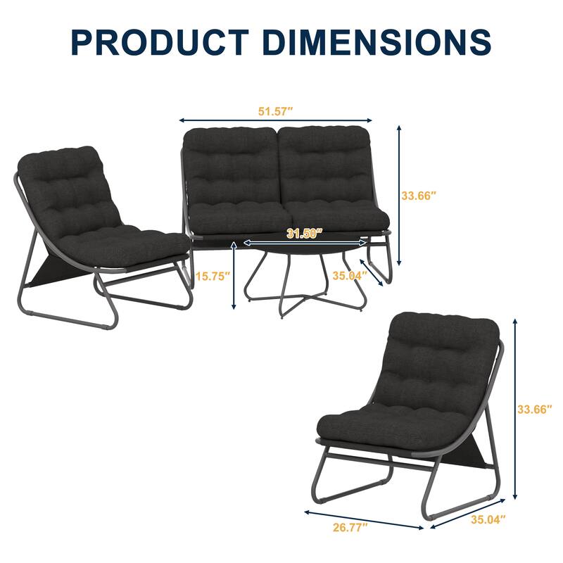 4 PCS Patio Outdoor Conversation Sofa Sets with Glass Top Coffee Table