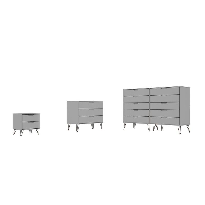 Manhattan Comfort Rockefeller 3-Piece Dresser and Nightstand Set
