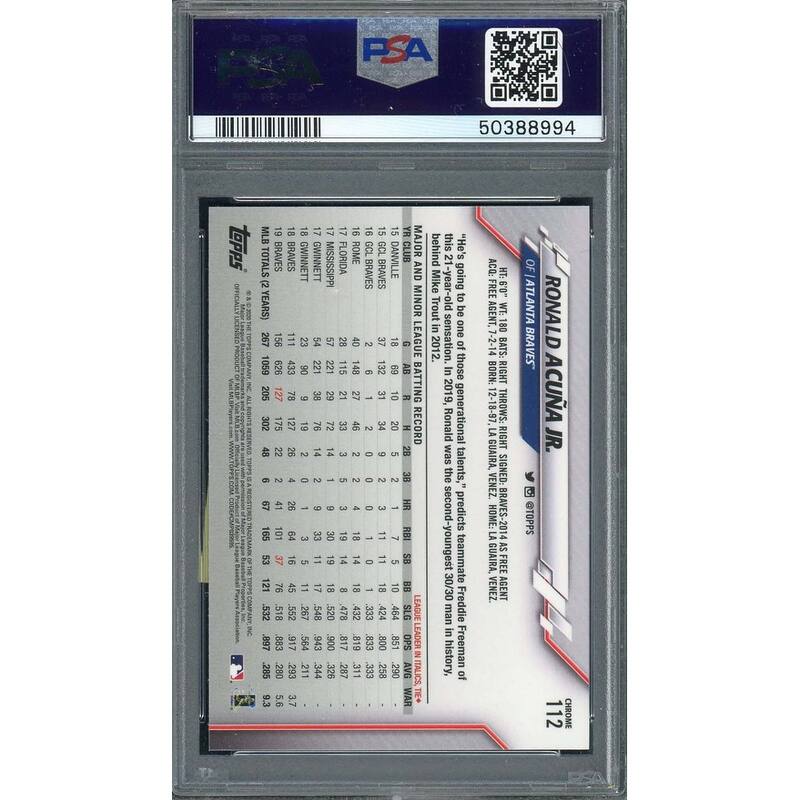 Ronald Acuna Jr 2020 Topps Chrome Baseball Card #112 Graded PSA 10 GEM MINT - 8'6" x 11'6"