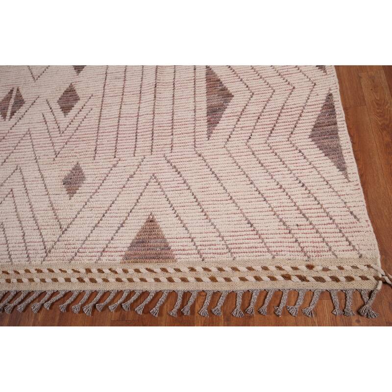 Earth Tone Moroccan Oriental Large Area Rug Handmade Wool Carpet - 9'7"x 13'9"