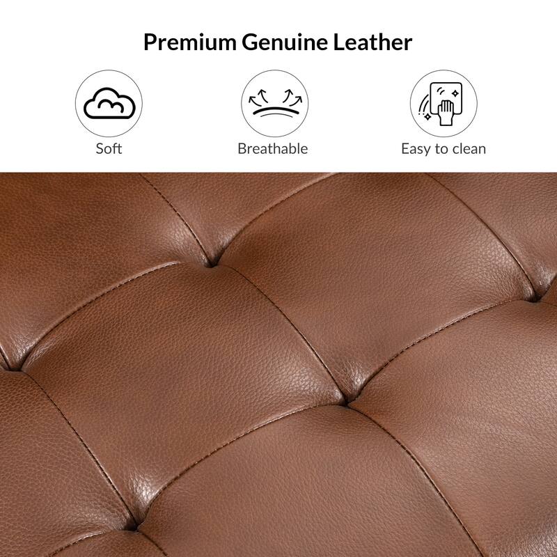 Aurora Genuine Leather Ottoman with Tufted Design by HULALA HOME