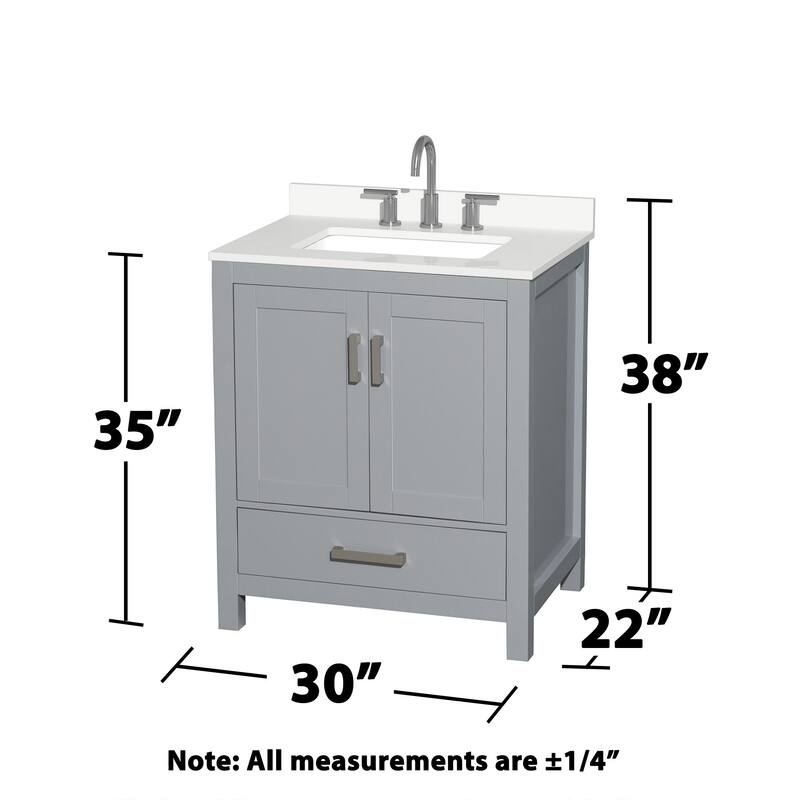 Wyndham Collection WCS141430S-QTZ-US3MXX Sheffield 30" Free Standing