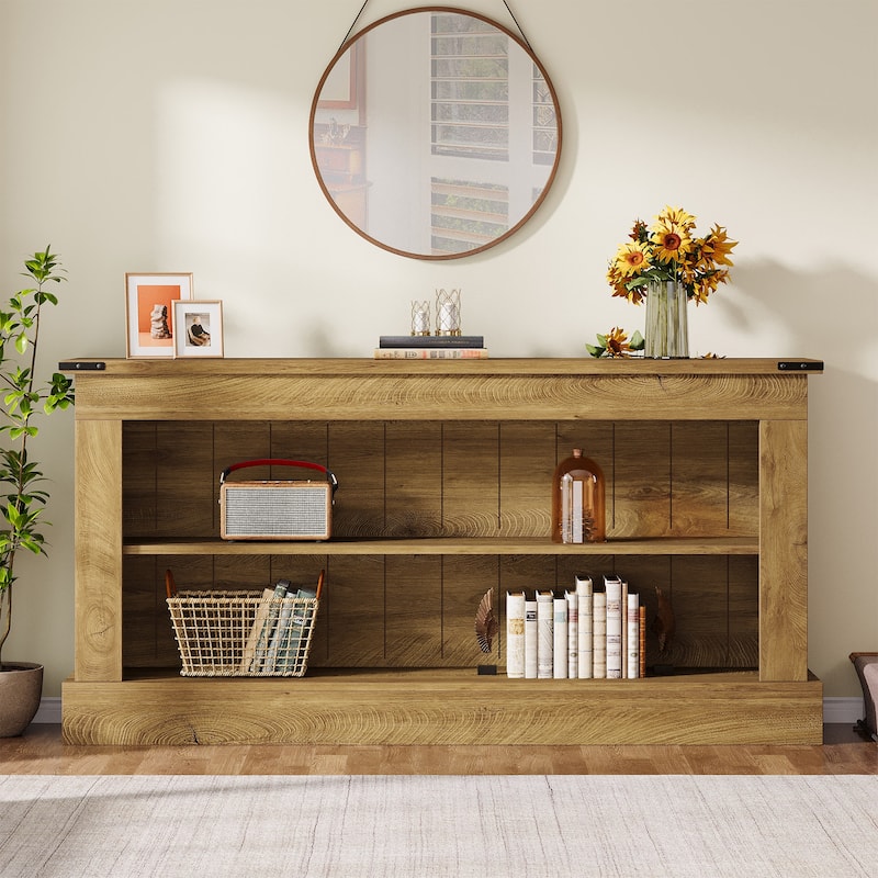 63 Inch Long Entryway Table, Narrow Sofa Console Table with Shelf