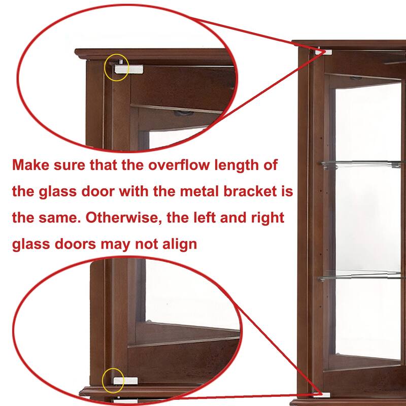 Corner Curio Cabinet with Lights, Floor Standing Display Cabinet with Adjustable Tempered Glass Shelves & Mirrored Back