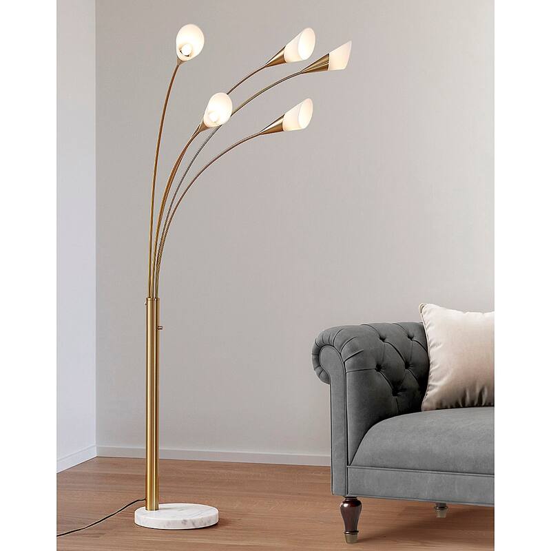 HOMEGLAM Flourish 5-light LED Arch Floor Lamp - Antique Brass