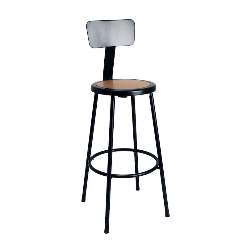 Hampden Furnishings Felix Collection Steel Stool with Backrest, AssemblyReady - Black - Bar Height