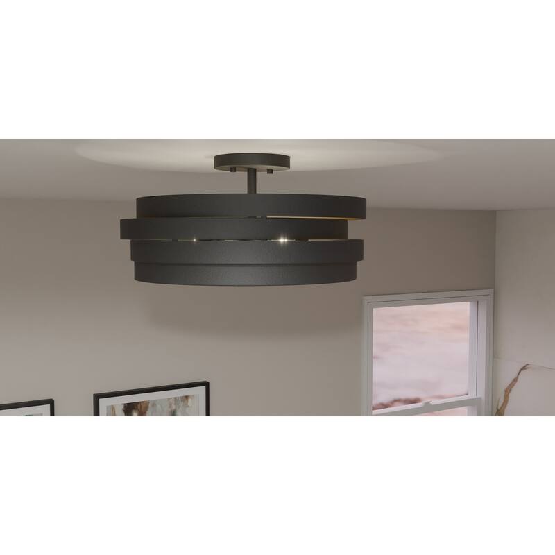 Berner 3-Light Matte Black Semi-Flush Mount Light