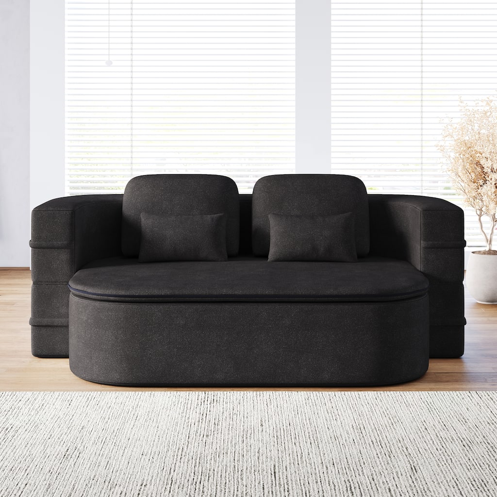 Chenille Foldable Sleeper Sofa Bed Convertible Full Size Floor Bed