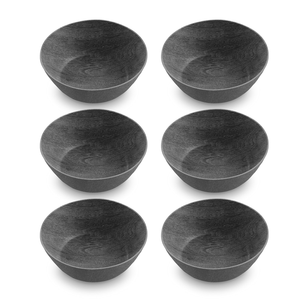 Abode Homewares by TarHong Faux Real Blackened Wood Low Bowl, 7.4"/ 42 oz. Set of 6
