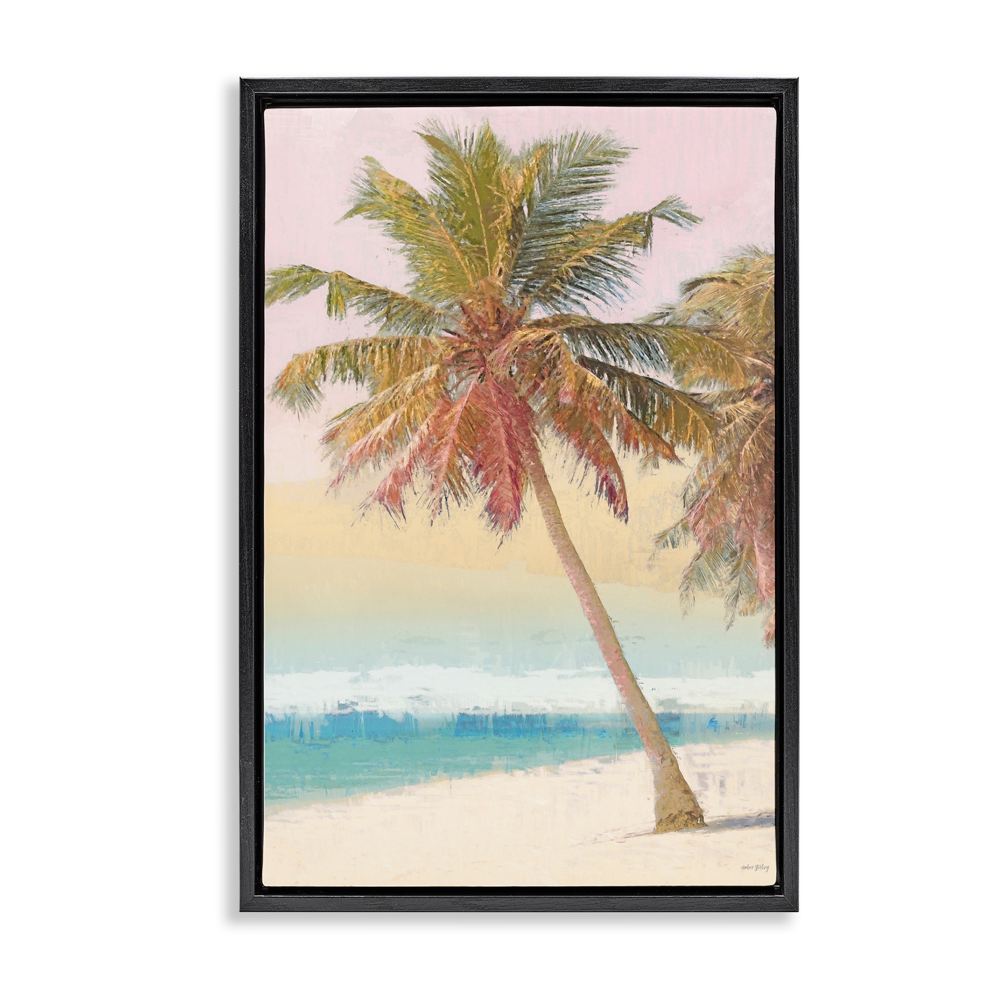 Stupell Pastel Gradient Beach Scene Framed Floater Canvas Wall Art Design By Amber Sterling