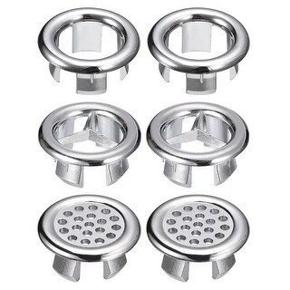 Sourcing Map Sink Trim Overflow Cover, 6Pcs Sink Overflow Rings Bathroom Kitchen Basin Drain Covers Hole Insert In Round Caps, Silver - View #10