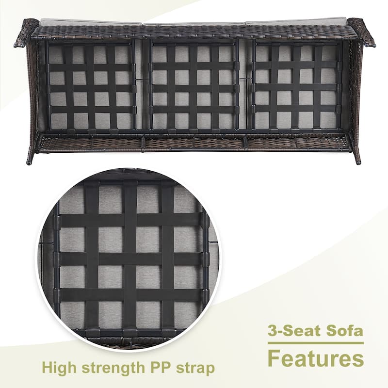 4-piece Outdoor Patio Sofa Chair Set With Fire Pit Table
