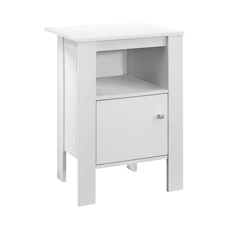Contemporary 24" Wood Rectangular End Table with Shelf and Cabinet Modern Living Room Nightstand - 17.25"L x 14"W x 24.25"H