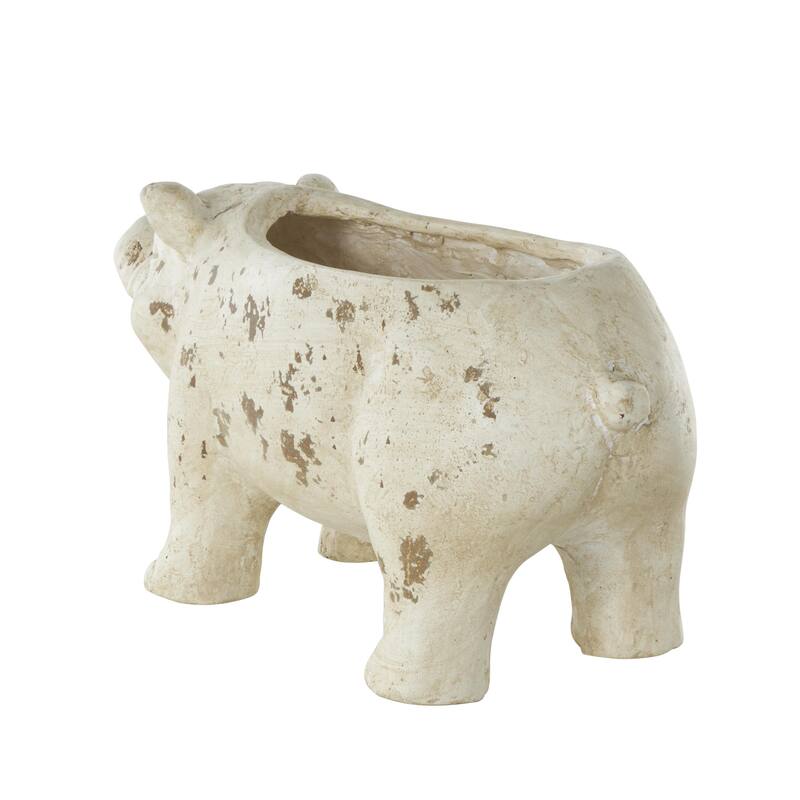 Magnesium Oxide Pig Indoor Outdoor Planter with Distressed Details - Light Brown - Roche River Decor