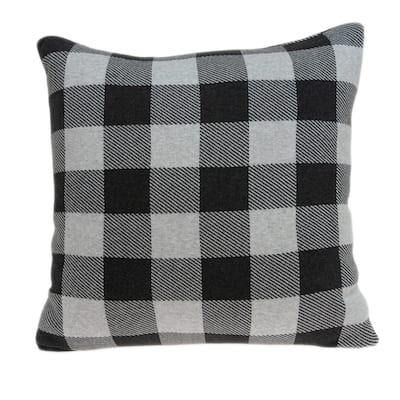 Gingham Square Throw Pillow - 20" - Black and Gray