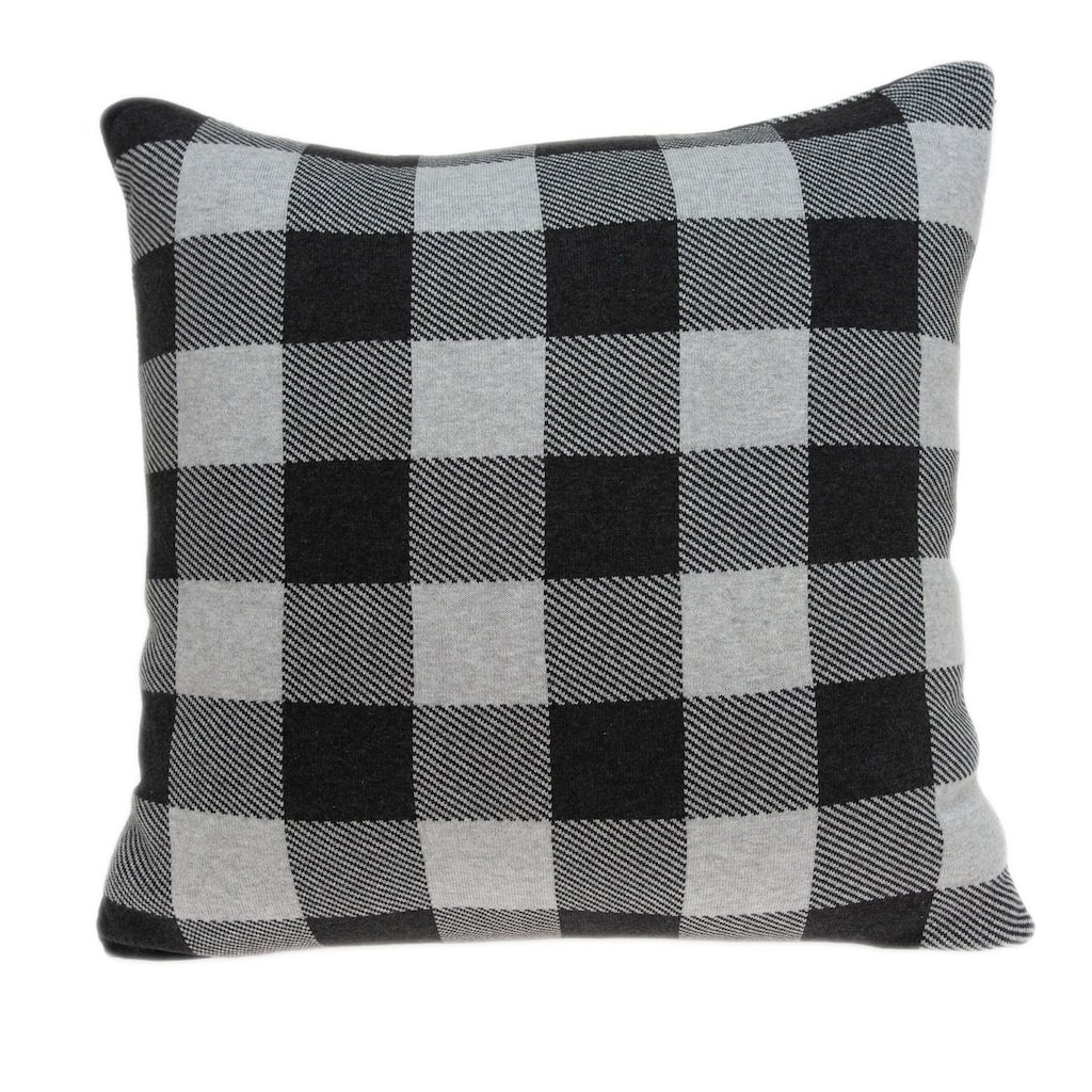 Gingham Square Throw Pillow - 20" - Black and Gray