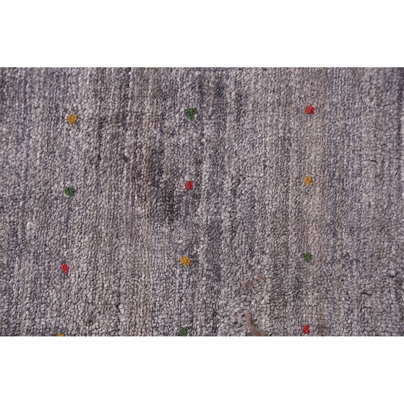 Gray Gabbeh Oriental Area Square Area Rug Handmade Silk Carpet - 9'11"x 10'7"