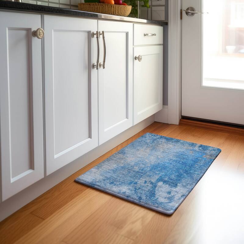 Premium Washable Super Soft Abstract Solid Mayfield Rug - Blue - 1' 8" x 2' 6" - Rectangle