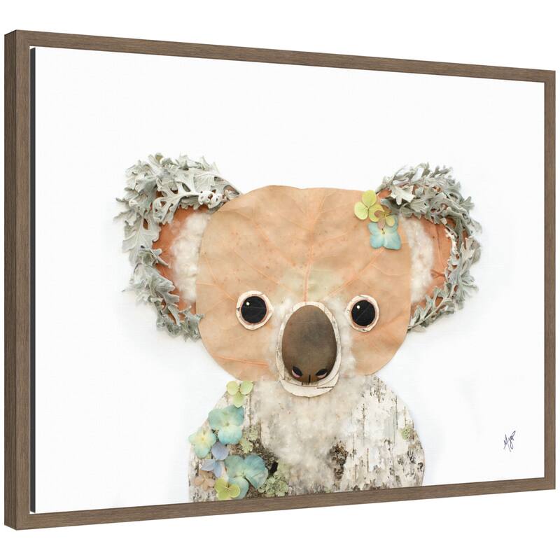 Kate and Laurel Koala by Madeline Jeppesen Framed Canvas Wall Art Print - 18x24 - Walnut