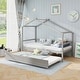 preview thumbnail 7 of 20, Kids Twin Size House Bed with Trundle and Roof