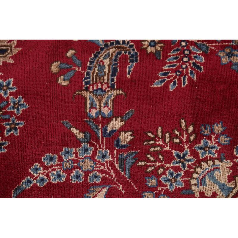 Vegetable Dye Yazd Persian Antique Area Rug Handmade Wool Carpet - 7'10"x 11'10"