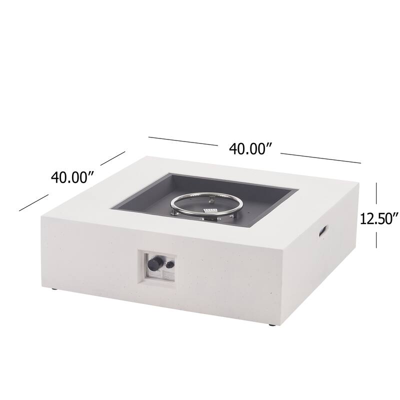 Aidan Outdoor 50,000 BTU Lightweight Concrete Square Fire Pit (No Tank Holder) by Christopher Knight Home