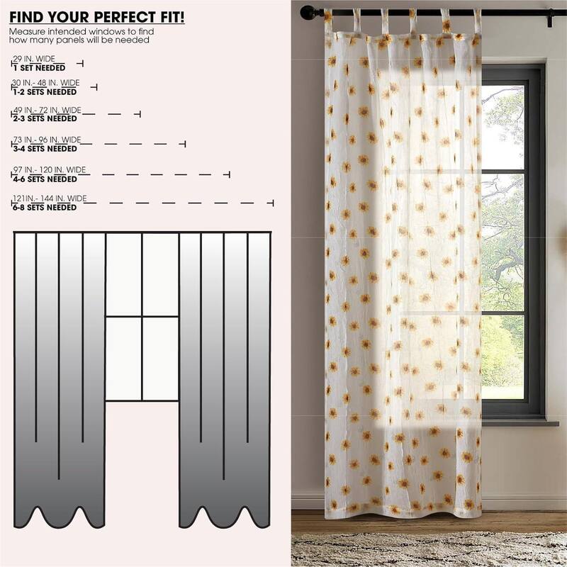 Urban Lifestyle Sheer Sunflower Curtain Panel