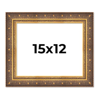 15x12 Frame Vintage Gold Solid Wood Picture Frame | 2.5 Inch Moulding