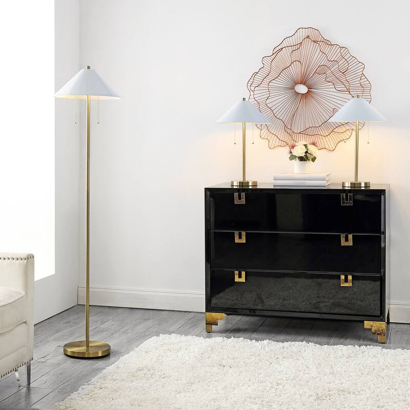 SAFAVIEH Lighting Rediona Floor And Table Lamp (Set of 3) - 14" W x 14" D x 60" H - 14Wx14Dx60H