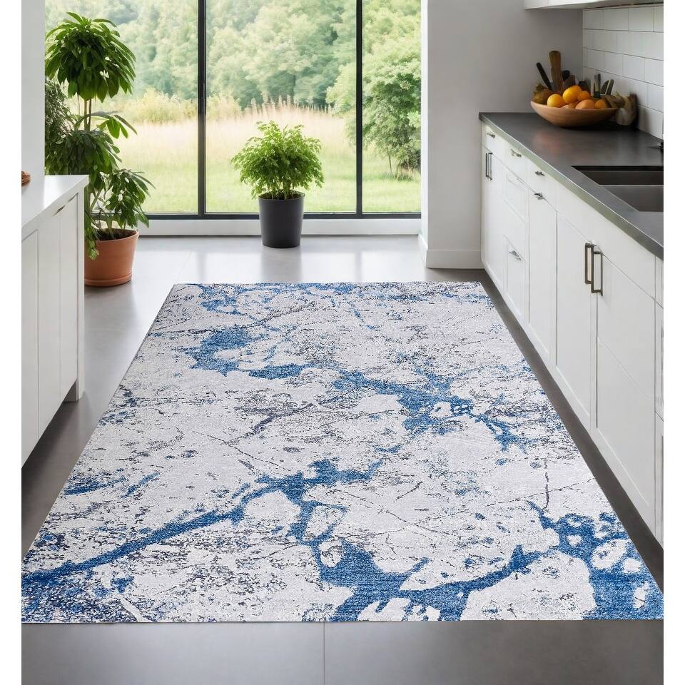 Dedo Abstract Modern Non Skid Stain Resistant Soft Area Rug By HomeRoots - 132' X '96' X '1
