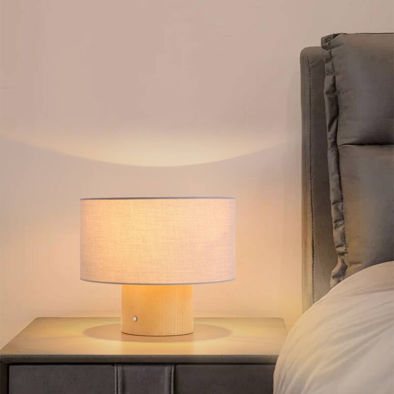 10 in. Modern Small Table Lamp with Corduroy Shade and Touch Switch for Kid Room, Living Room