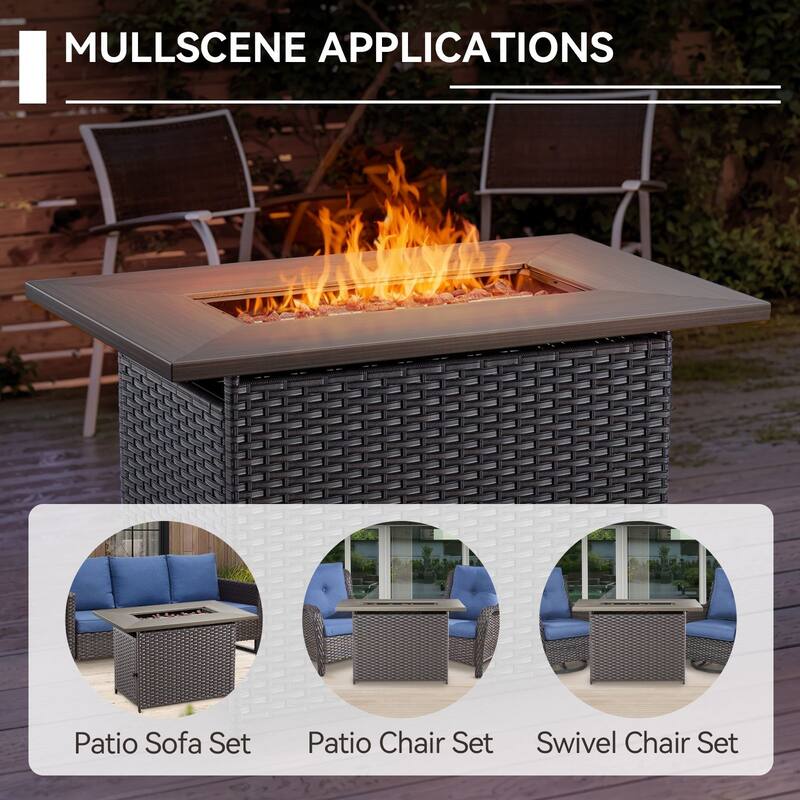 Gymojoy 9 Piece All-Weather Wicker Outdoor Patio Family Conversation Set Group With Fire Pit Table