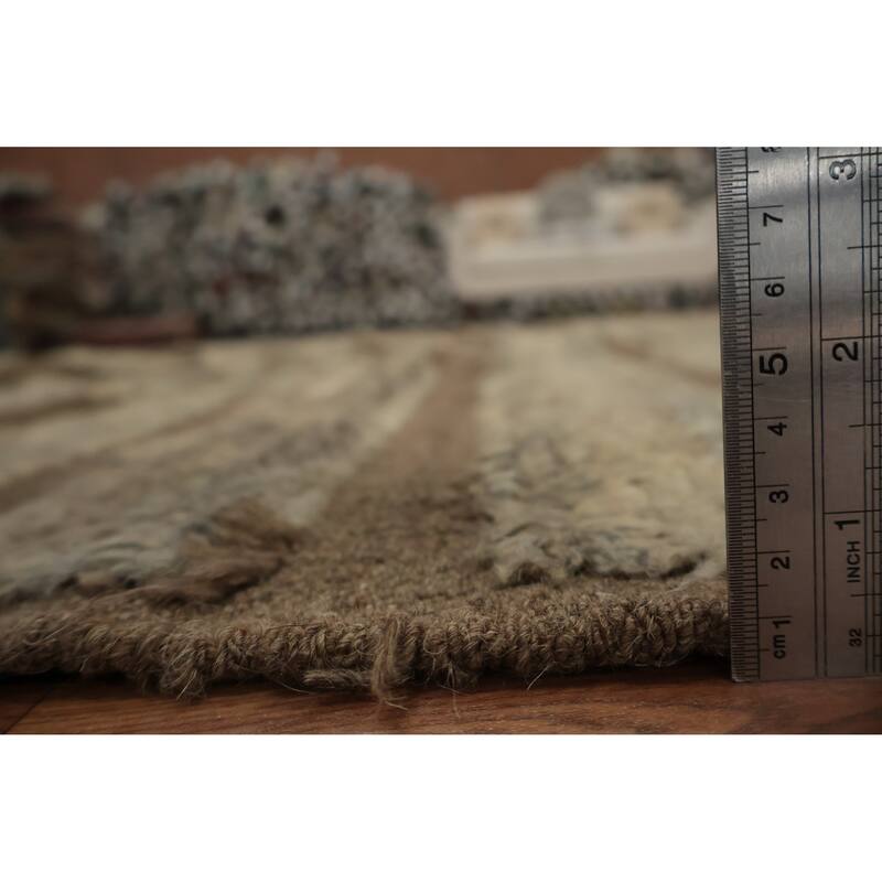 Hand Knotted Oriental 100% Wool Carpet Modern All-Over Brown Moroccan Area Rug - 13' 10'' X 10' 0''