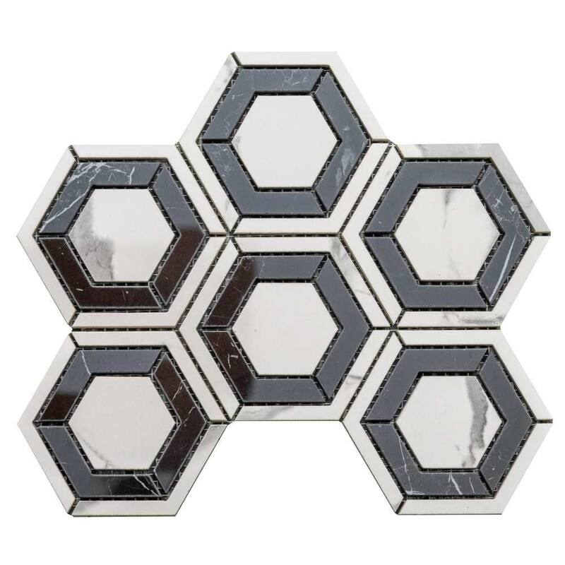 The Tile Life Stately Geo Hex 9x11 Calacatta Porcelain Floor & Wall Tile