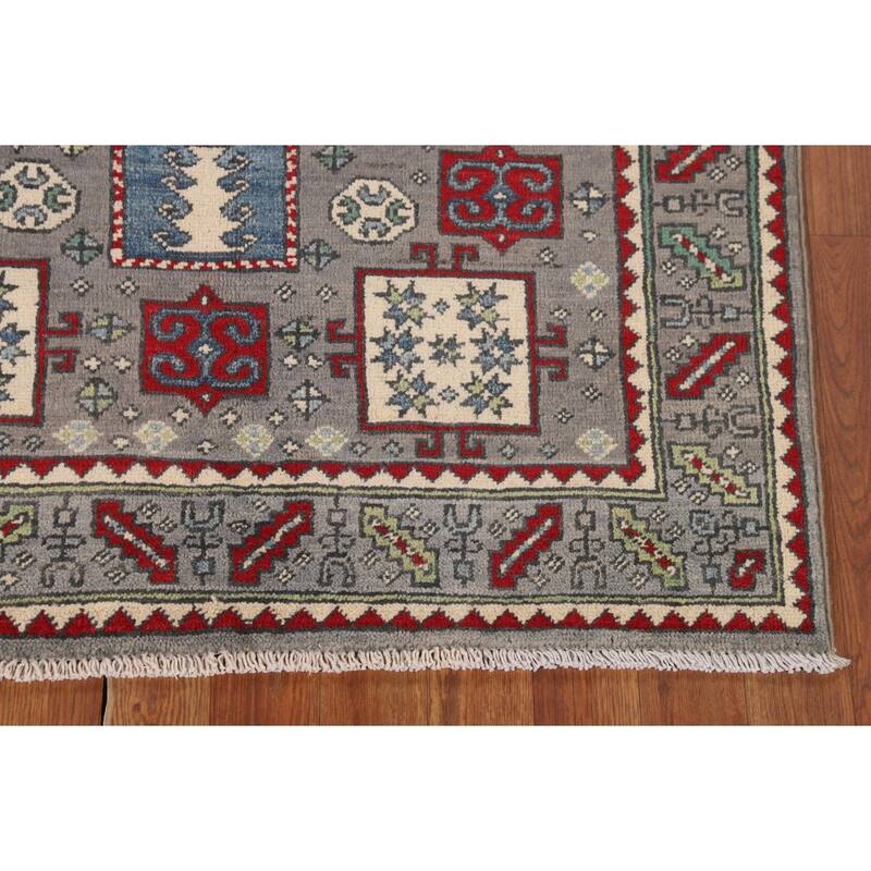 Geometric Kazak Accent Rug Handmade Bedroom Wool Carpet - 3'6" x 5'2"