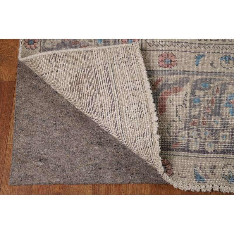 Geometric Tabriz Persian Rug Handmade Beige Wool Carpet - 8'2"x 10'9"