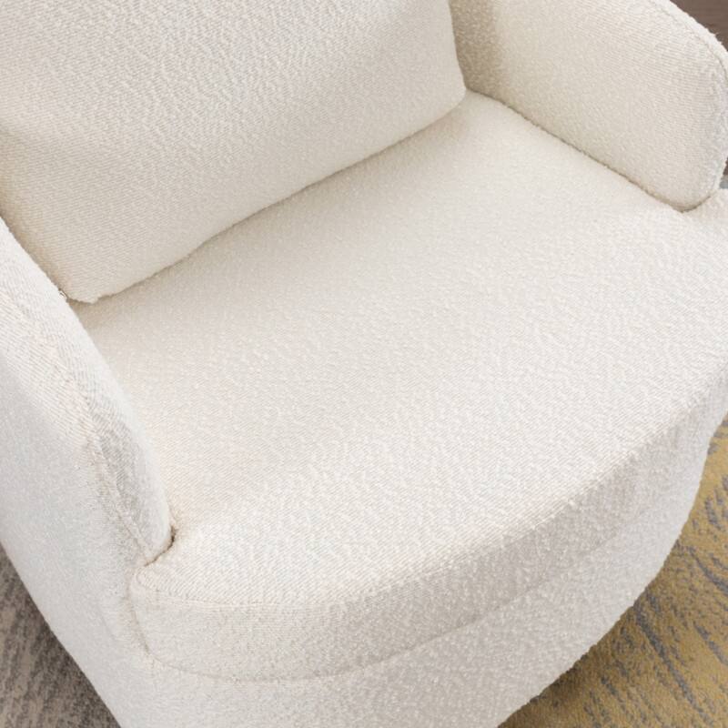 22.6" Seat Width Boucle Fabric 360 Degree Rotatable Swivel Chair Leisure Chair with Pillow