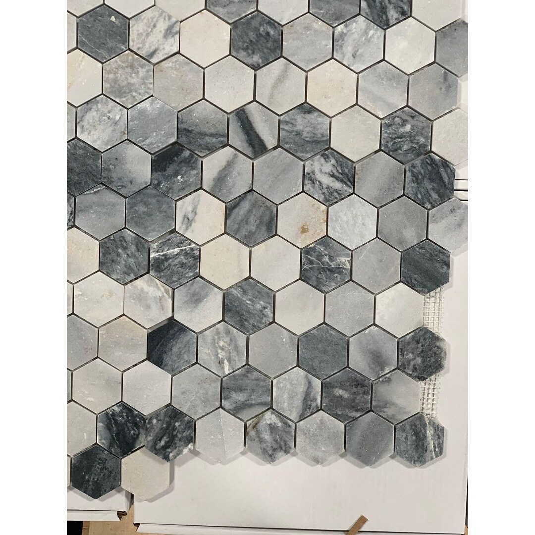 Shop M2 Mosaic Hexagon Marble 10 Pieces 12 X 12 Interlock Pebble Tile Overstock 31422855