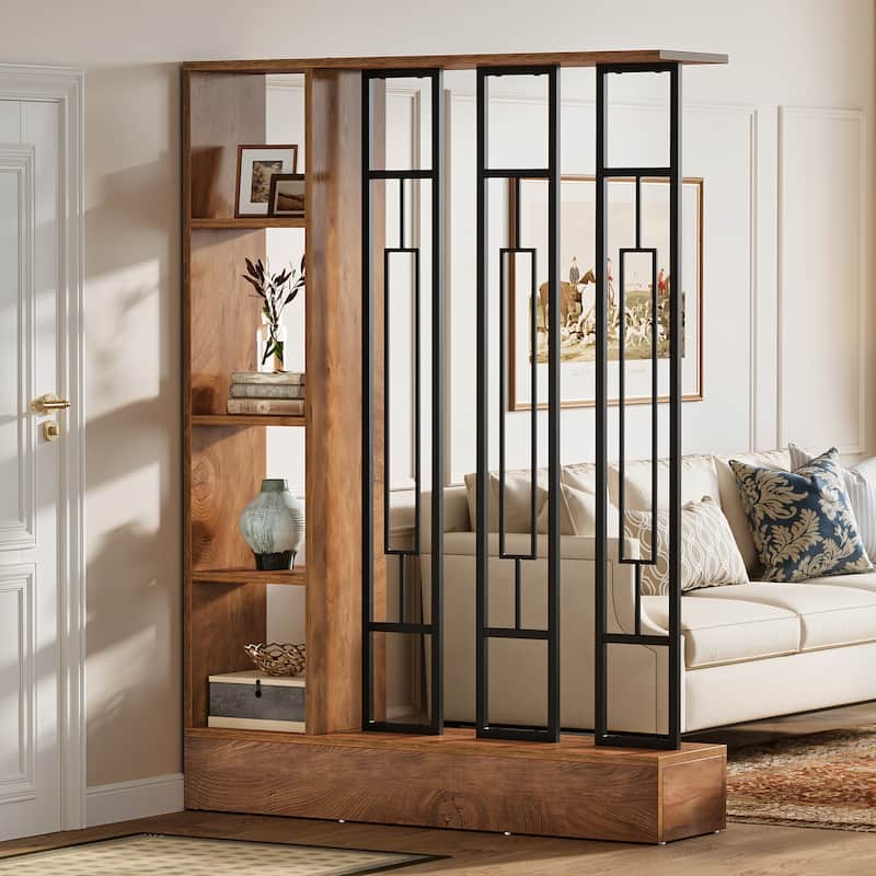 70.9" Tall Wall Room Divider with Display Shelves and Sturdy Base - 47.2" W x 11.8" D x 70.9" H
