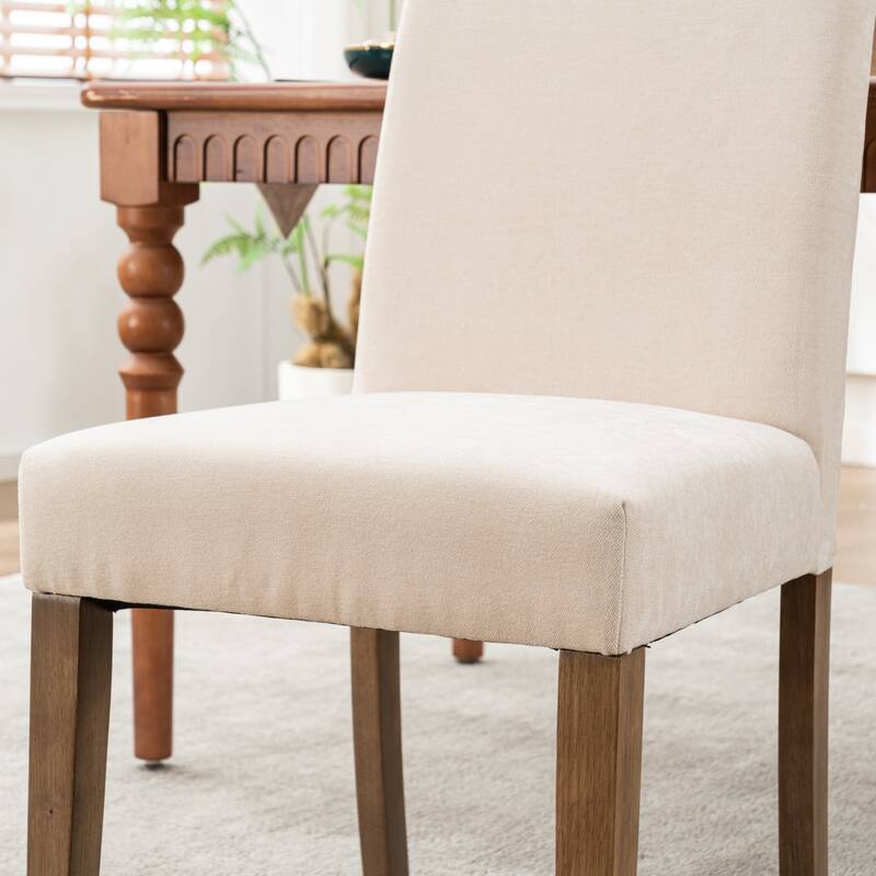 Upholstered Modern Dining Chairs, Linen Fabric Side Chairs Set of 2