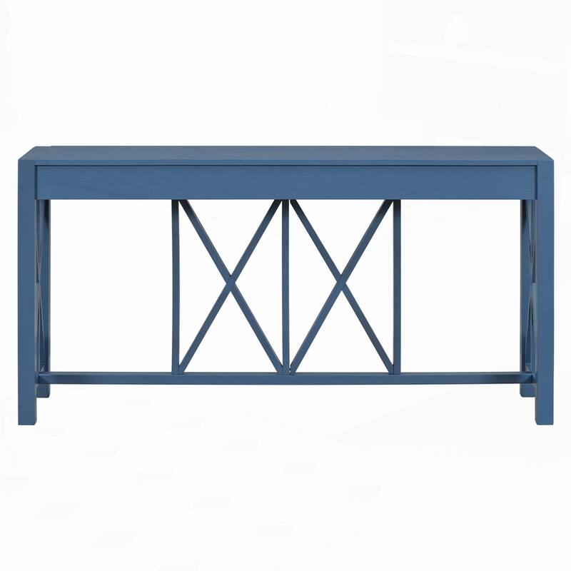Crisscross Design Entryway Table with Open Bottom Storage