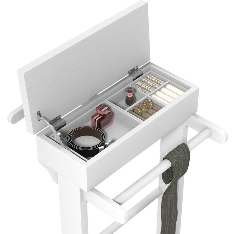 Portable Garment Rack, Clothes Valet Stand with Storage Organizer for Bedroom, Living room, Door Entrance