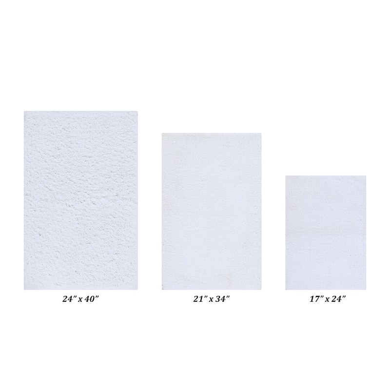 Better Trends Bath Rug Set 100% Micro Polyester Tufted Anti-Skid Latex Backing Bathroom Rugs for Shower, Sink Mats Micro Plush - 3 Piece Set (17" x 24" | 21" x 34" | 24" x 40") - White