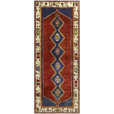 Noori Rug Fine Vintage Distressed Sadaat Red/Ivory Runner - 3'4" x 8'10"