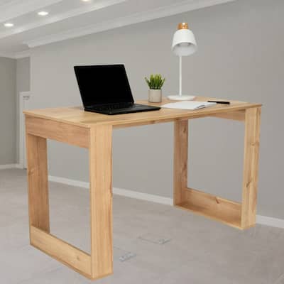 Modern Rectangle Computer Desk with Storage Shelf and Spacious Workspace for Home Office or Study