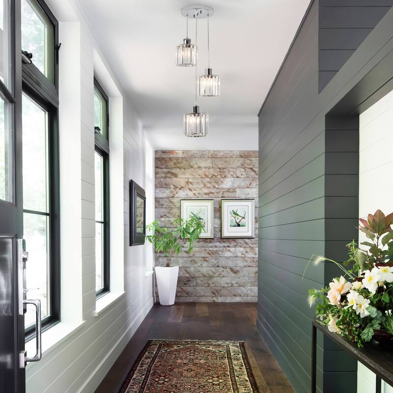 3-Light Modern Metal Hanging Pendant Light Ceiling Light Chandelier with Crystal Cover for Kitchen Island