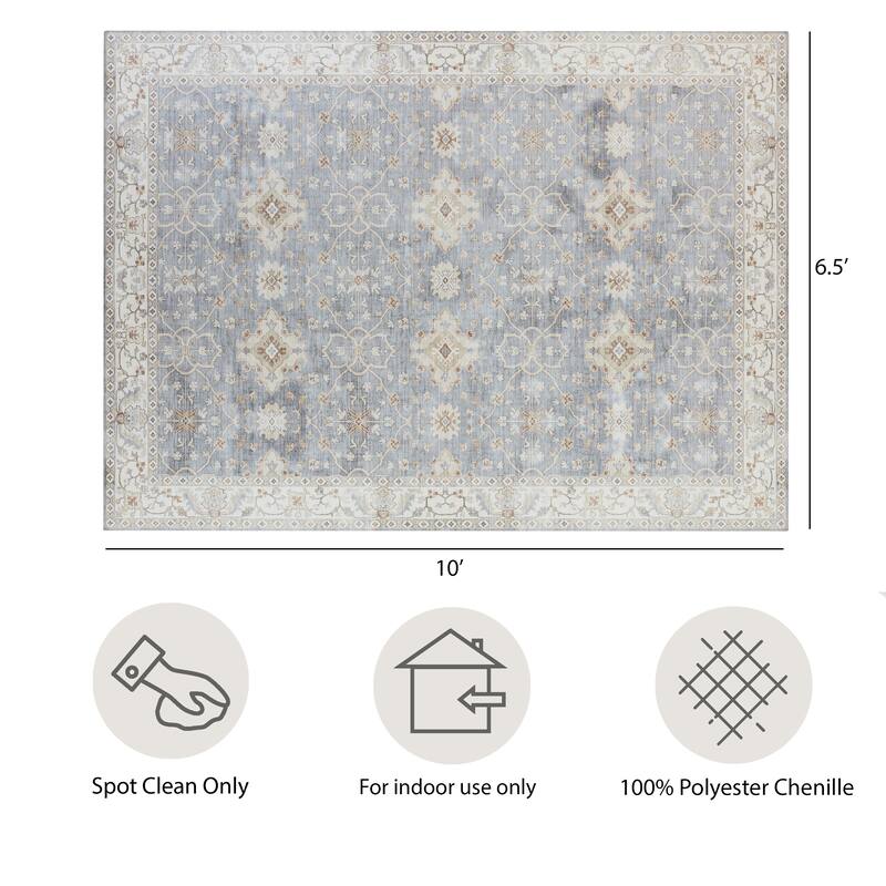 Creative Home Ideas Washable Skid-Resistant Chenille Rug