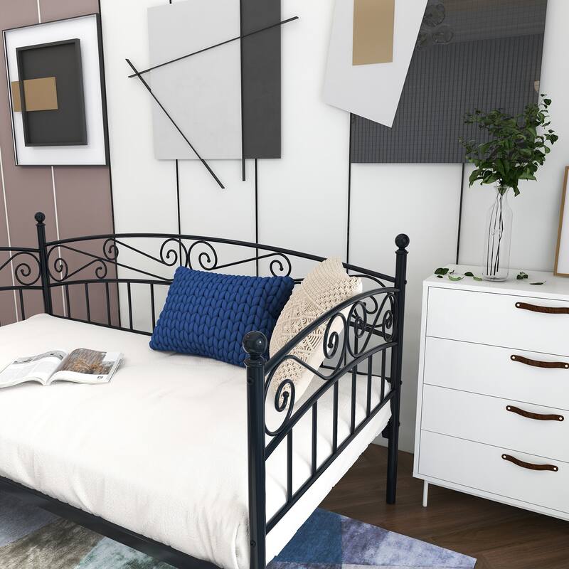 Metal Daybed Frame Bed Sofa with Headboard